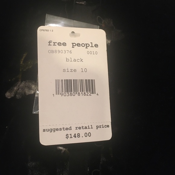 NWT FREE PEOPLE BLK VELVET FLORAL DRESS - Picture 9 of 9